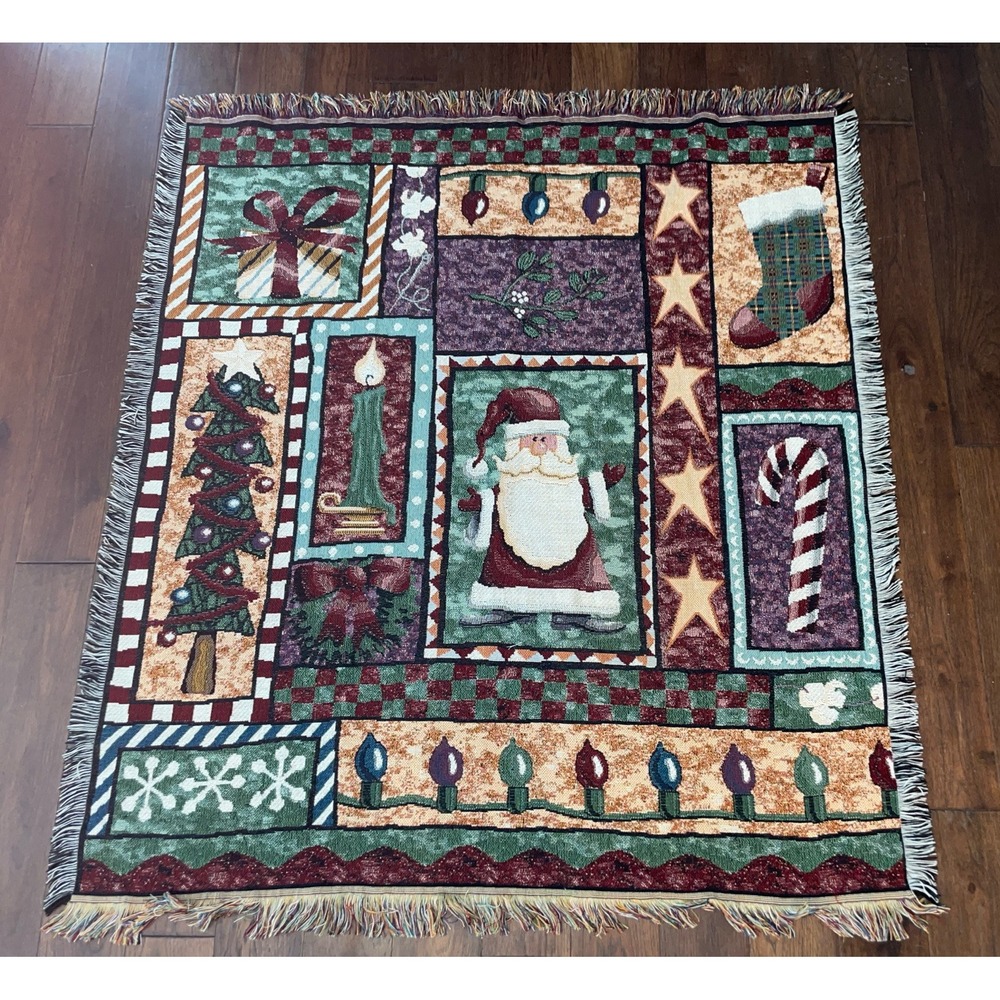 Mohawk Rug & Textiles Throw Tapestry Blanket‎ Christmas Made in USA 56"X51"